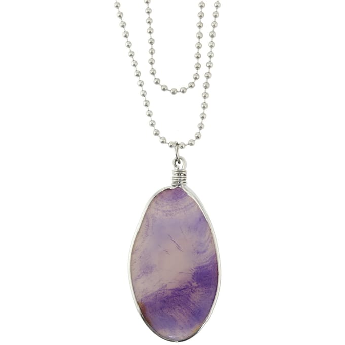 Behave Lange ketting dames met halfedelstenen paars blauwe hanger
