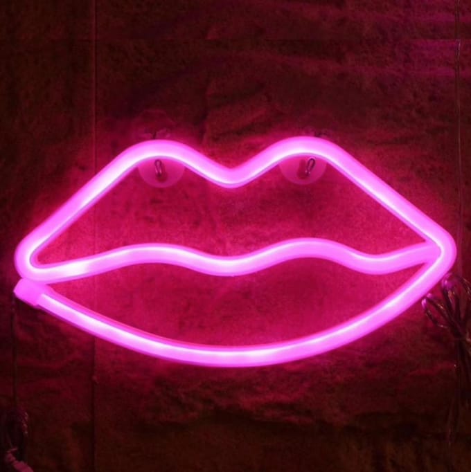 Neon LED nachtlamp - Wandlamp Lippen - Roze wand lamp