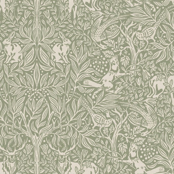 Boråstapeter Vliesbehang 2046 - New Heritage - Dieren Groen - 53cm x 10.05m