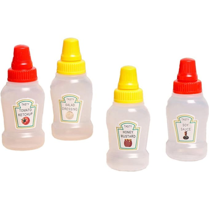 4 Stuks Kleine Ketchupflesjes Condiment Knijpflessen Lege Plastic Dressing Containers voor transparant