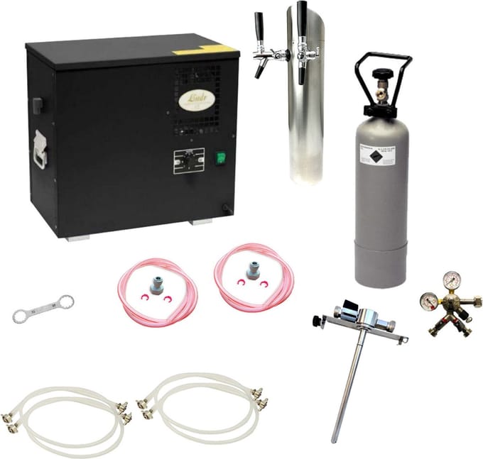 Complete Set - Biertap - AS-40, 2-kraans - Waterbadkoeler - Thuistap - Bierkoeler - met Adapter 5 liters
