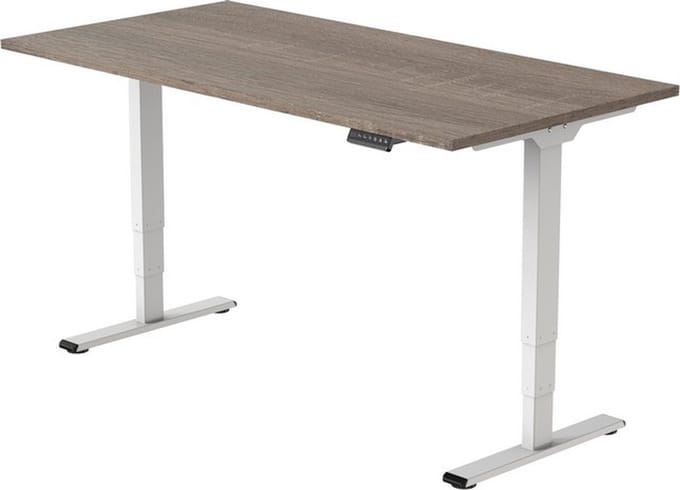 Office Hero® Cosmic Elektrisch - Zit sta bureau in hoogte verstelbaar wit frame - Game bureau - Computertafel - Werktafel - 140x80 - Robson eik