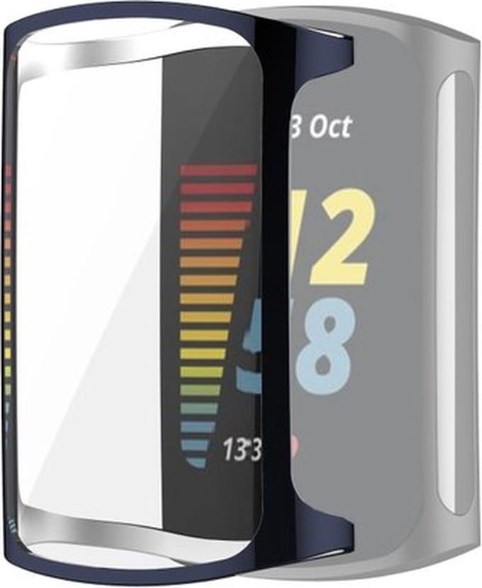 By Qubix - Geschikt voor Fitbit Charge 5 - Fitbit Charge 6 siliconen case (volledig beschermd) - Midnight blue