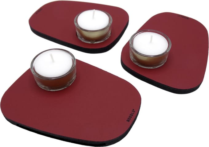 NOOBLU PEBL waxinelichthouder - Ruby red - set van 3