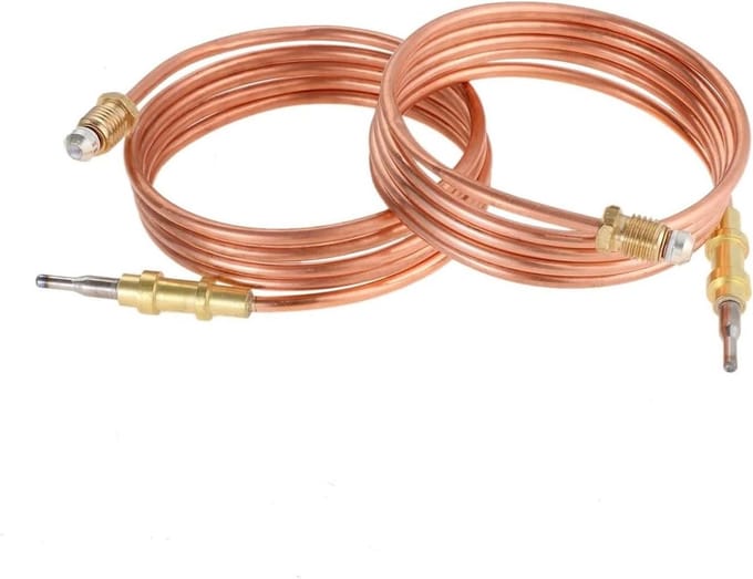 Gasthermo-element - Thermokoppel set - Apparaten Repareren - Massief koper - 2 stuks - Zilver
