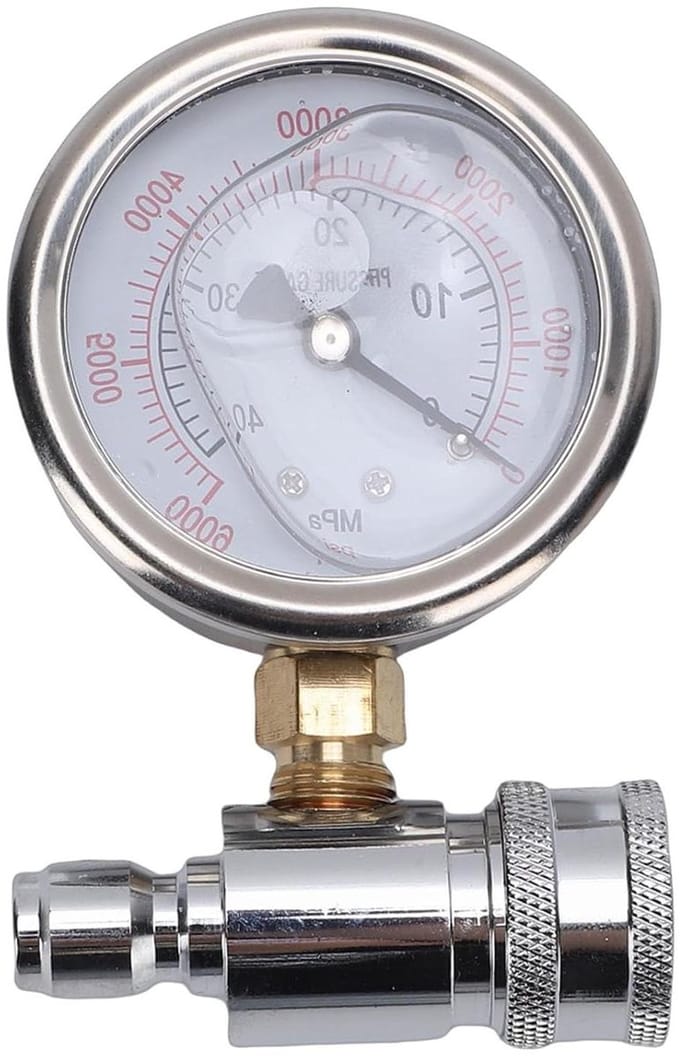 Hogedrukmeter - Drukindicator - Druk Meten - Dubbele Schaal - 6000 PSI - Zilver