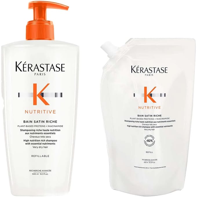Kérastase - Nutritive Bain Satin Riche Shampoo 500 ml + Refill Shampoo 500 ml - Set