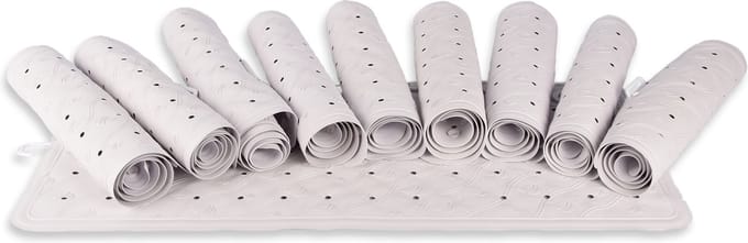 Rubberen Antislip Douchemat - Wit, 36x76 cm: Kwalitatieve Badmat met Zuignappen, Wasbaar