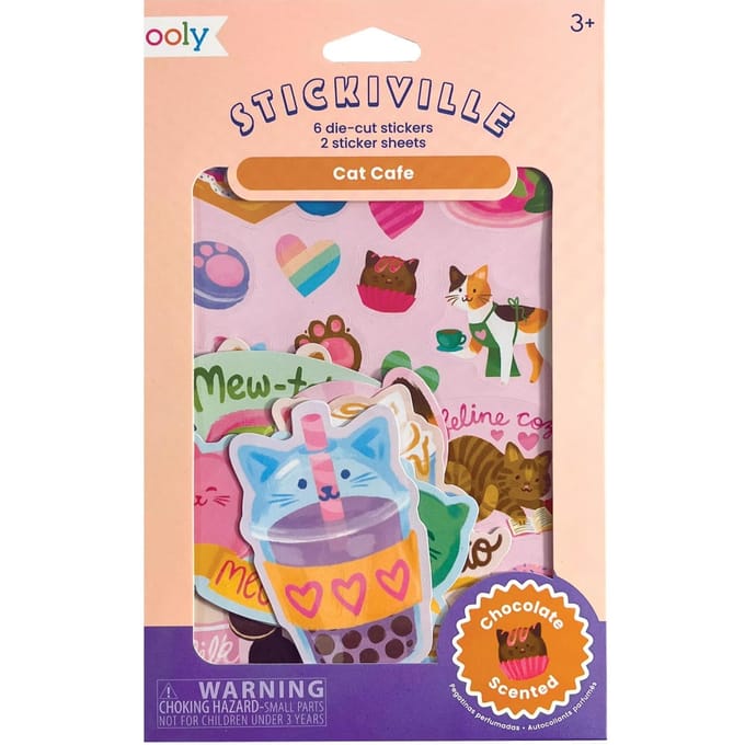Ooly - Stickiville - Cat Café - Chocolade geurende stickers