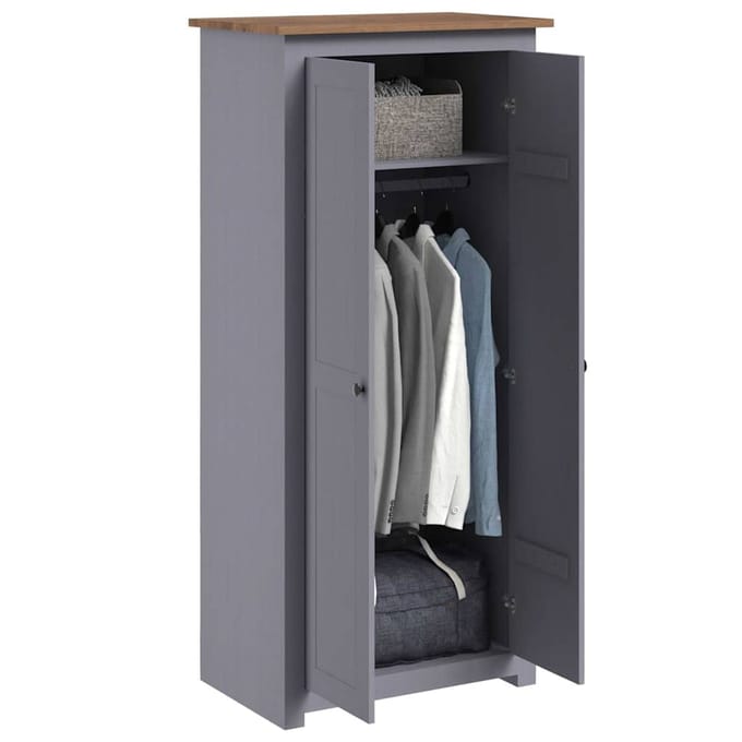 vidaXL - Kledingkast - Panama - Range - 80x50x171,5cm - massief - grenenhout - grijs