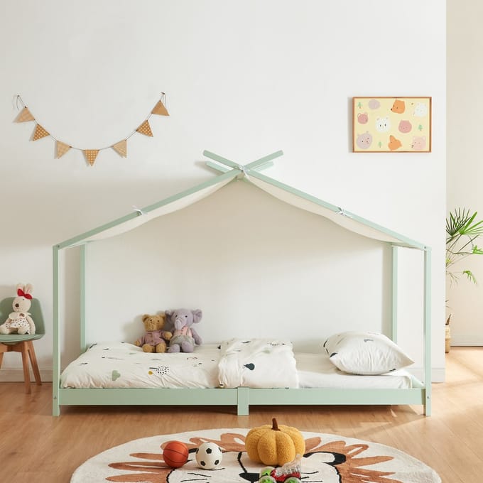 Kinderbed Brome huisbed 90x200 cm mint [en.casa]