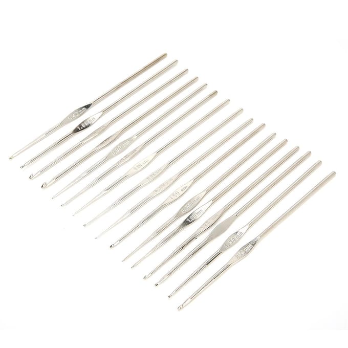 Ensemble de 16 pièces Crochet en dentelle Aiguille à tricoter pour pull Outil de couture DIY Artisanat de tissage white