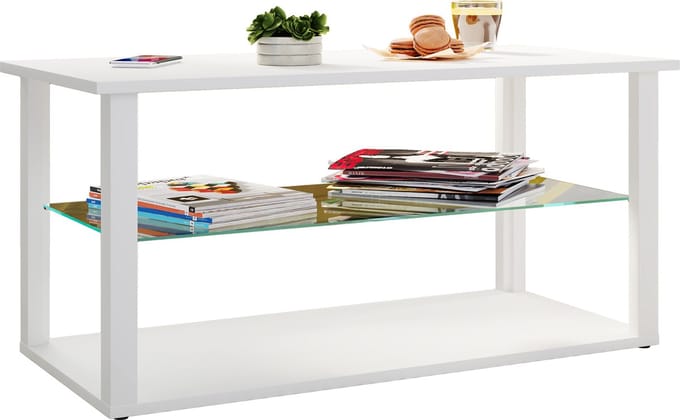 Houten salontafel Sofa-tafel Woonkamertafel Bijzettafel Glas Wanilo L