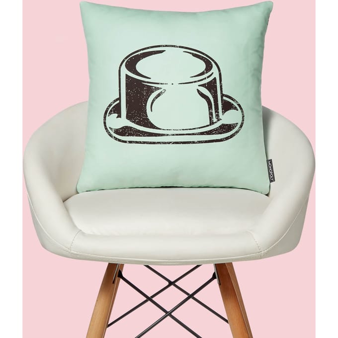 Monopoly Hat Letterpress Square Cushion - 40x40cm - Soft Touch