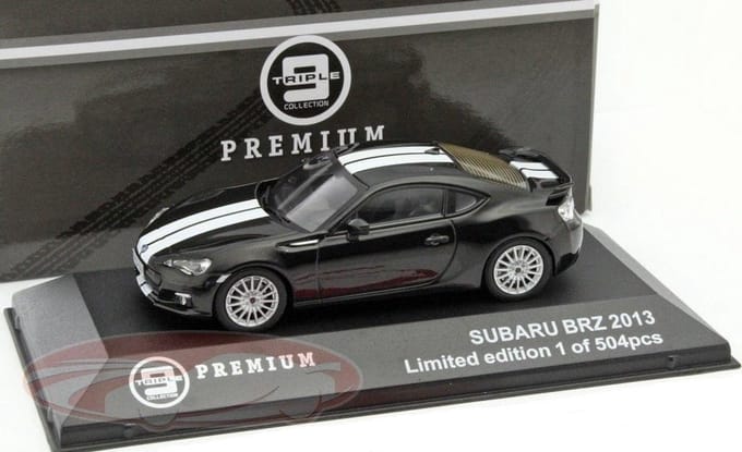 Subaru BRZ 2013 Zwart / Wit 1:43 Triple 9 Collection Limited 504 Pieces