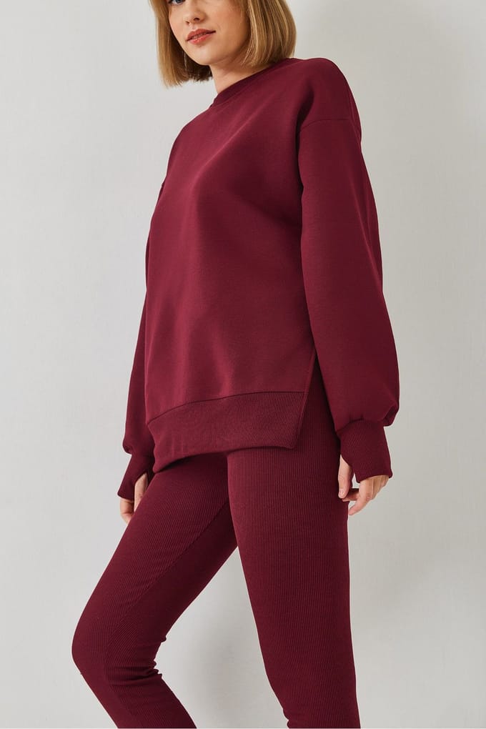 Textured Knit Capri Actieve Set met Ronde Hals