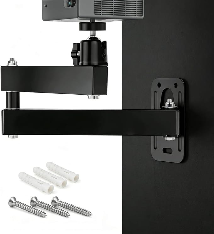 Projector Muurbeugel - Universele Bevestiging - Thuisbioscoop Setup - 360° Draaibaar 90° Kantelbaar - 35cm Arm Lengte