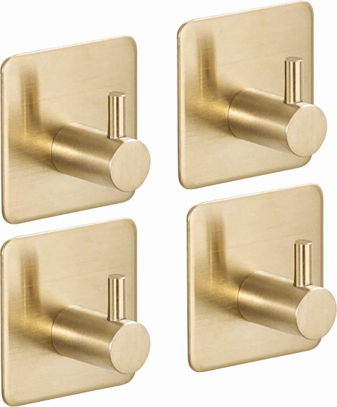 Scoby - Handdoekhaakjes - Zelfklevende Wandhaakjes - Set van 4 - Multifunctioneel - Bathroom Hooks - Goud