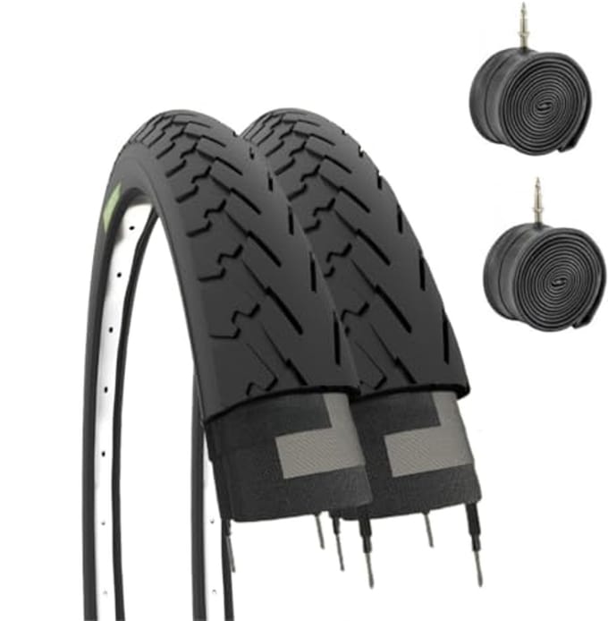 Set van 2 Zwarte Fietsbanden 700 x 35C met Binnenband voor Volwassenen
