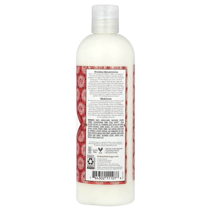 Nubian Heritage, Bodylotion, Kokosnoot & Papaja, 388 ml (384 ml) white