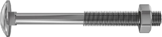 Slotbout met moer. M 7x 60mm. lang. Gegalvaniseerd 5 stuks Houtbout. Ifix.