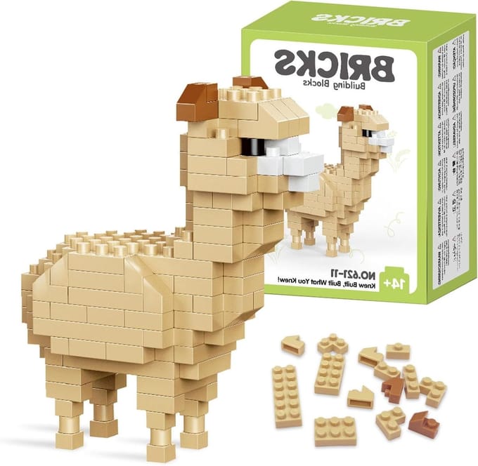 Alpaca Bouwstenen - Mini Bouwset - Decoratie Bouwen - Compacte Structuur - 7.5 cm Hoog - Felle Kleuren