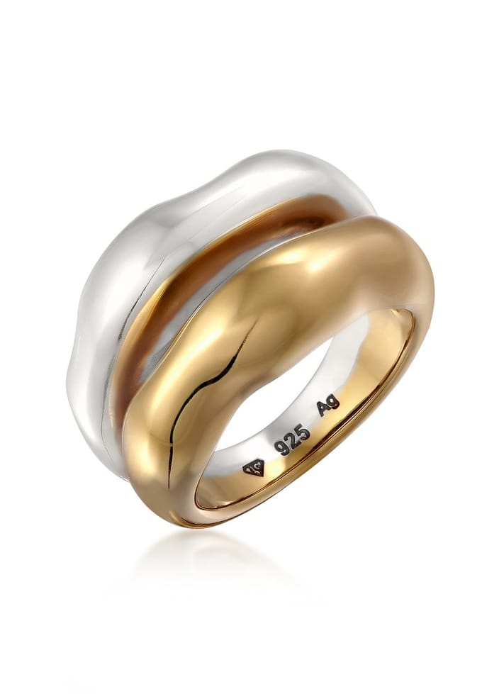 Elli PREMIUM - Ring - Bandring 925 Sterling Silber vergoldet - Dames