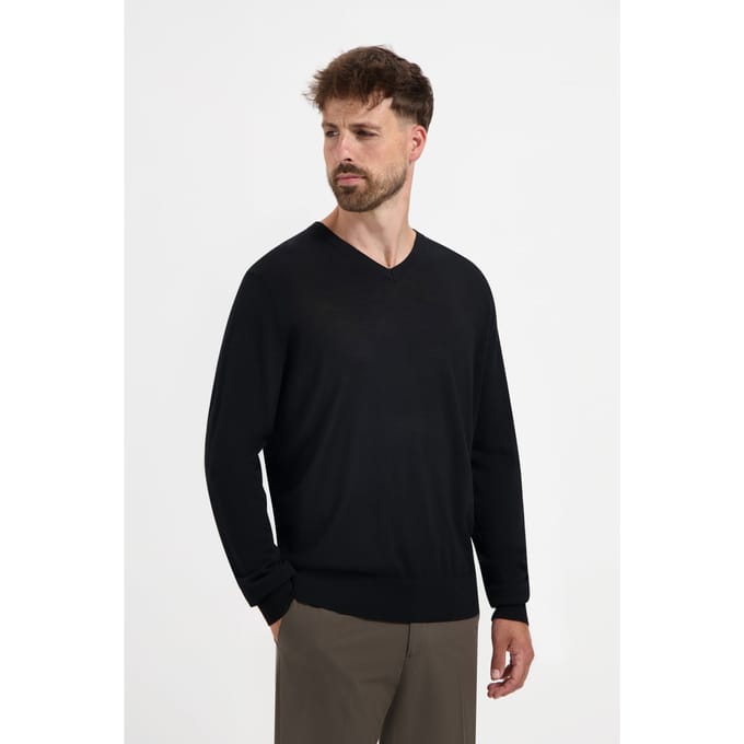 MERSO V-Hals – Merino Trui – 100% Merino Wol – Basalt Black