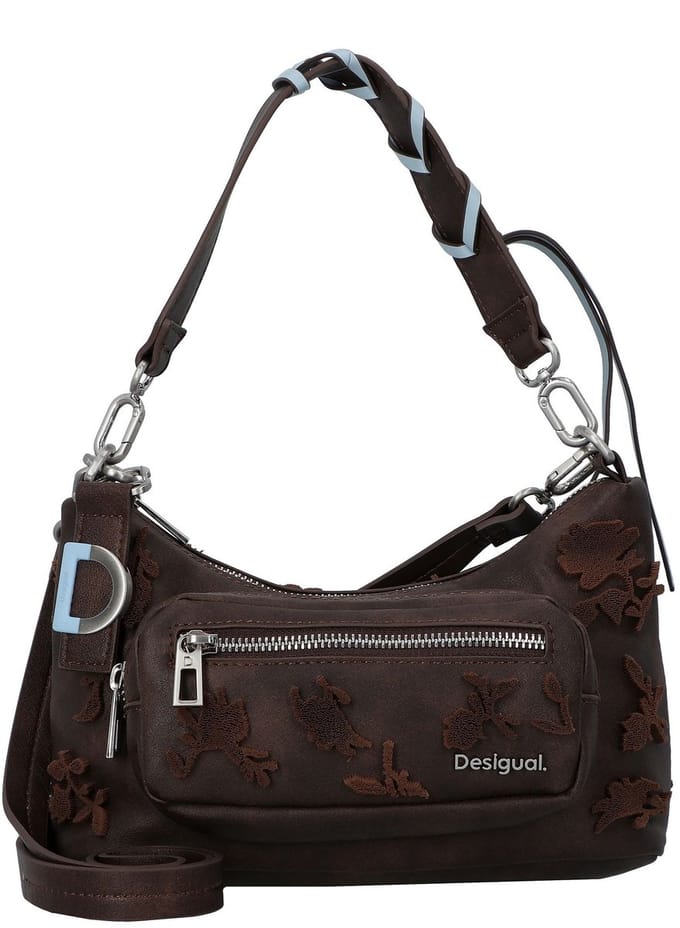 Desigual schoudertas Medellin Stencil Flower Shoulderbag Chocolate donkerbruin