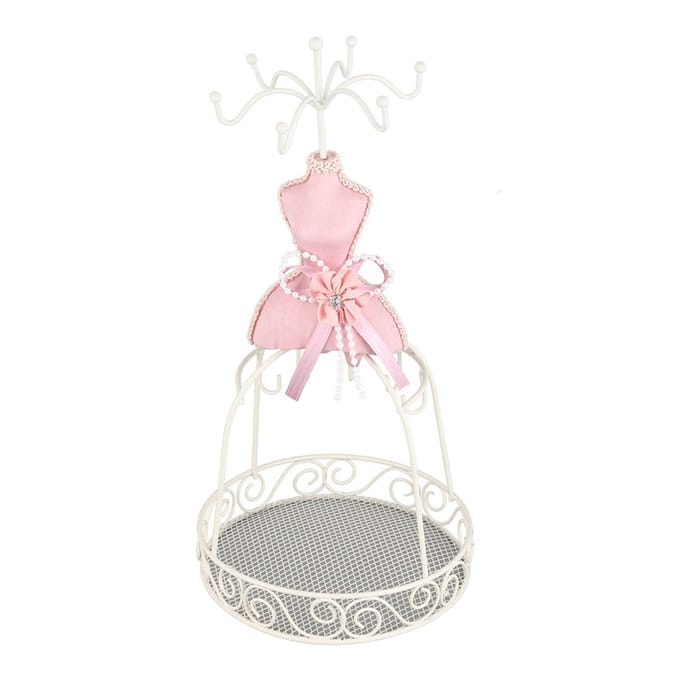 Model Jurk Hoge Hakken Oorbellen Ketting Ring Sieradenhouder Standaard Display(IJzeren rek) white