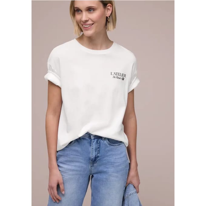 Shirt met ronde hals en opdruk op de rug