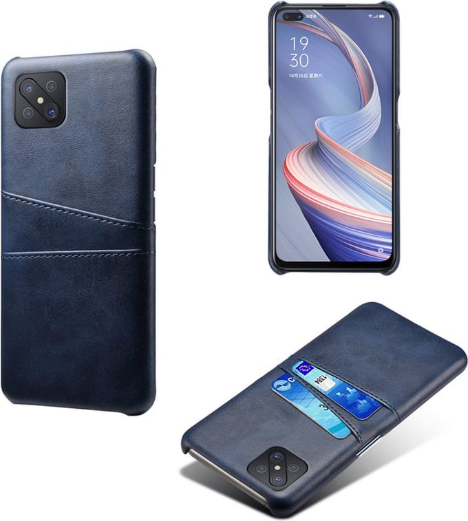 Back Cover met Opbergvakjes + PMMA Screenprotector voor OPPO Reno4 Z 5G _ Blauw