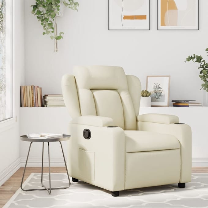 vidaXL - Fauteuil - verstelbaar - kunstleer - crèmekleurig