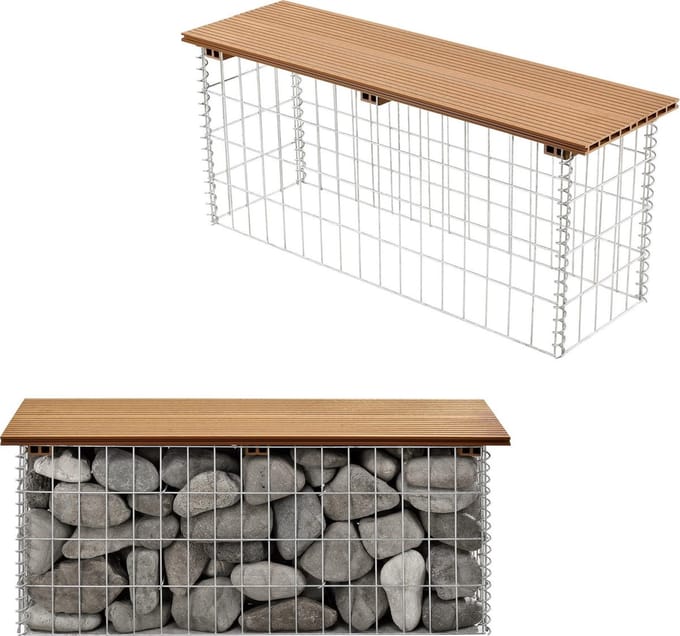 HKC tuinbank steenkorf 100x30x45 cm teakhout
