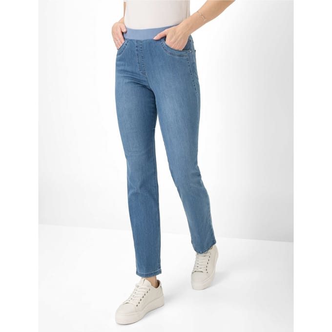Raphaela by Brax Dames Broek  Style PAMINA FUN BLEACHED SLIGHTLY USED, denim lichtblauw, maat 40