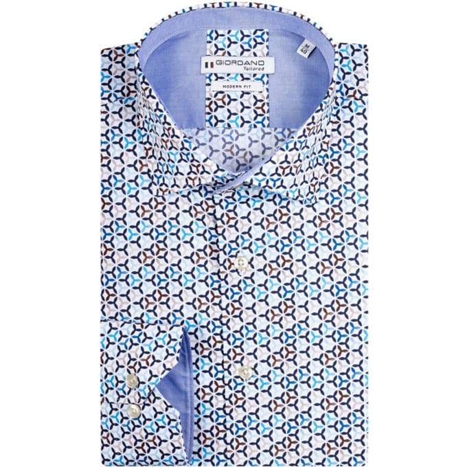 Giordano - Lange mouw overhemd - Mannen - 3XL - Blauw - Katoen - 417824