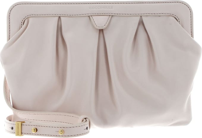 COCCINELLE Leren Schoudertas Diletta Handbag Smooth Calf Leather Soft Creamy Pink Roze