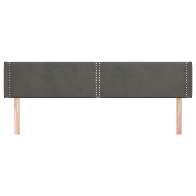 vidaXL - Hoofdbord - met - randen - 203x16x78/88 - cm - fluweel - donkergrijs