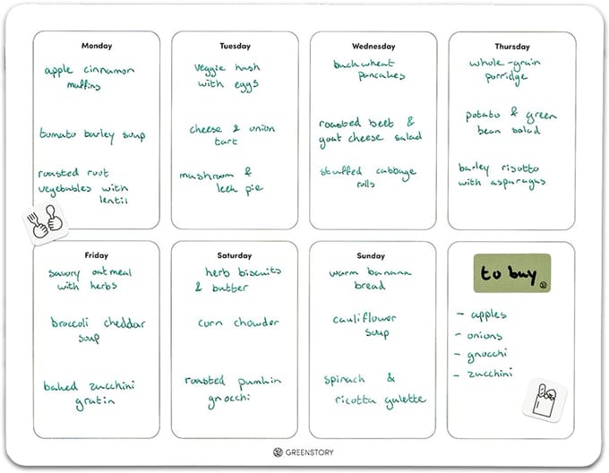 GreenStory - Week Planbord - Zelfklevend - Wit - M - met Sticky Pen