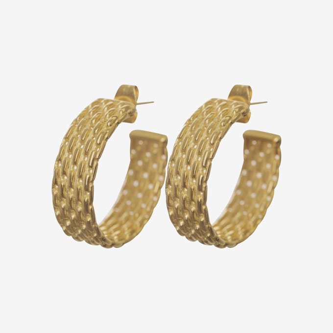 Essenza Twisted Hoop Earrings Gold