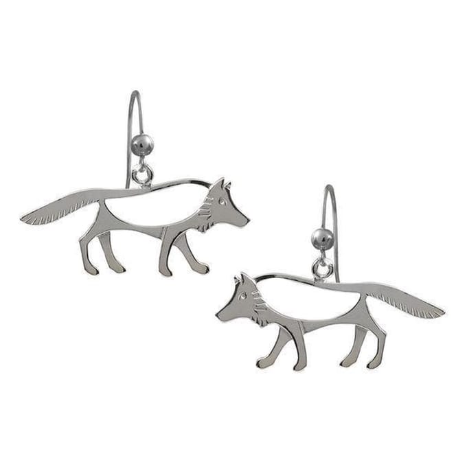 Oorbellen, hang, Zilveren wolf