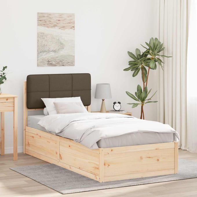 vidaXL - Bedframe - met - Gevoerde - Hoofdbord - Taupe - 90 - x - 200 - cm