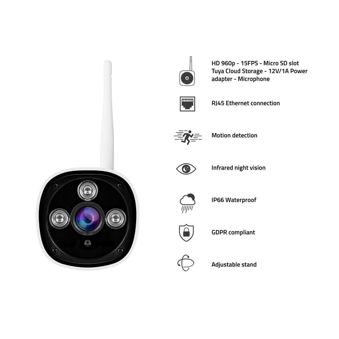Hombli 2K Compact Model - Beveiligingscamera - Bewakingscamera voor buiten - Nachtzicht Kleur - Bewegingsdetectie - Wit