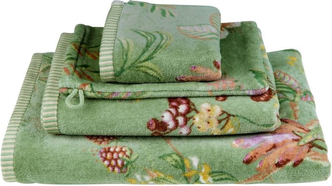 Pip Studio Secret Garden Handdoek - 55x100 cm - Set van 3 - Groen