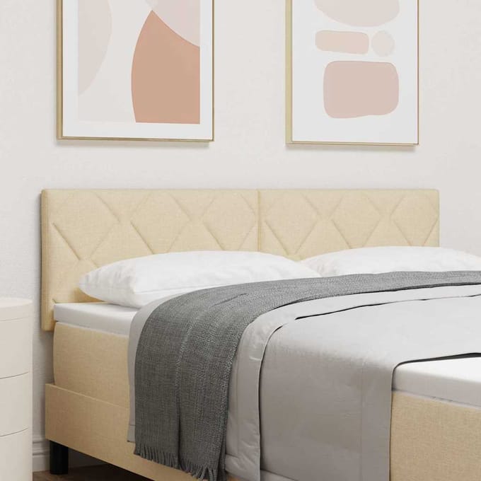 vidaXL - LED - Hoofdbord - Crème - 160 - cm - Stof