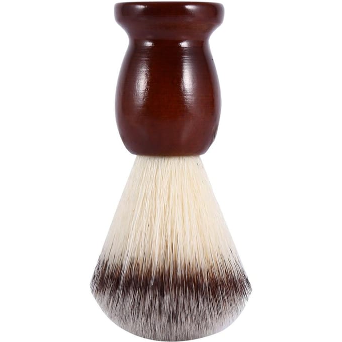 Blaireau de Rasage Professionnel pour Homme Nettoyage Facial Poils en Nylon et Manche en Bois Outil de Barbier white