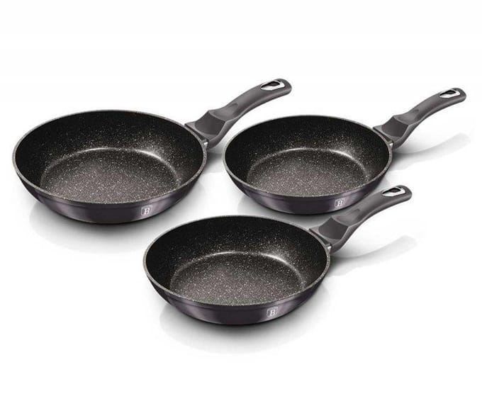 Berlinger Haus Carbon Pro Serie - Pannenset - Granieten Coating - Ø20, Ø24, Ø28 cm