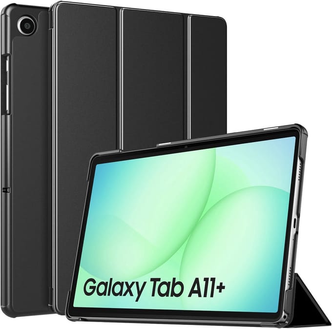 Hoes geschikt voor Samsung Galaxy Tab A11 Plus - Arara Trifold Bookcase TabletHoes - Zwart