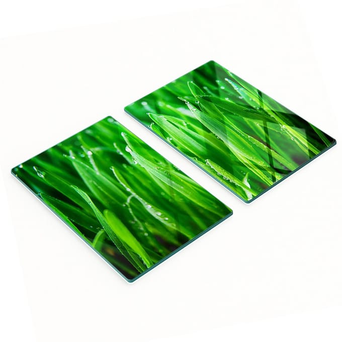 Decoratieve glazen snijplanken met grasmotief, 2x40x52 cm