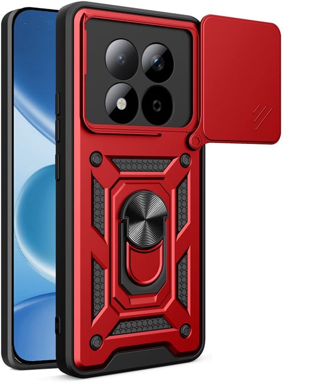 MobyDefend Hoesje - Geschikt voor Xiaomi Redmi Note 15 Pro Plus 5G - Pantsercase Met Draaibare Ring - Rood